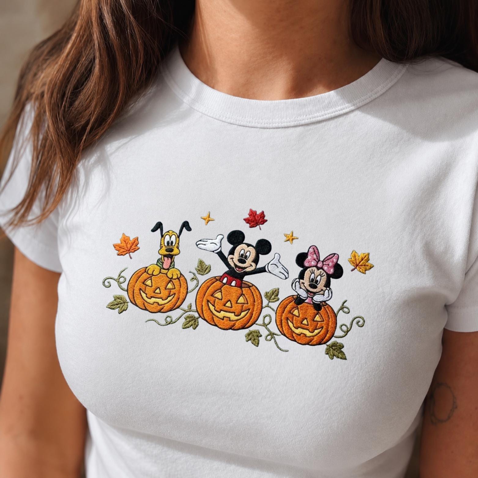 Embroidered Mickey Minnie Mouse and Pluto Pumpkin Tank Top – Magical Land Halloween Friends Shirt and Disney Vacation Tee for a Magical Park Outfit - photo 3