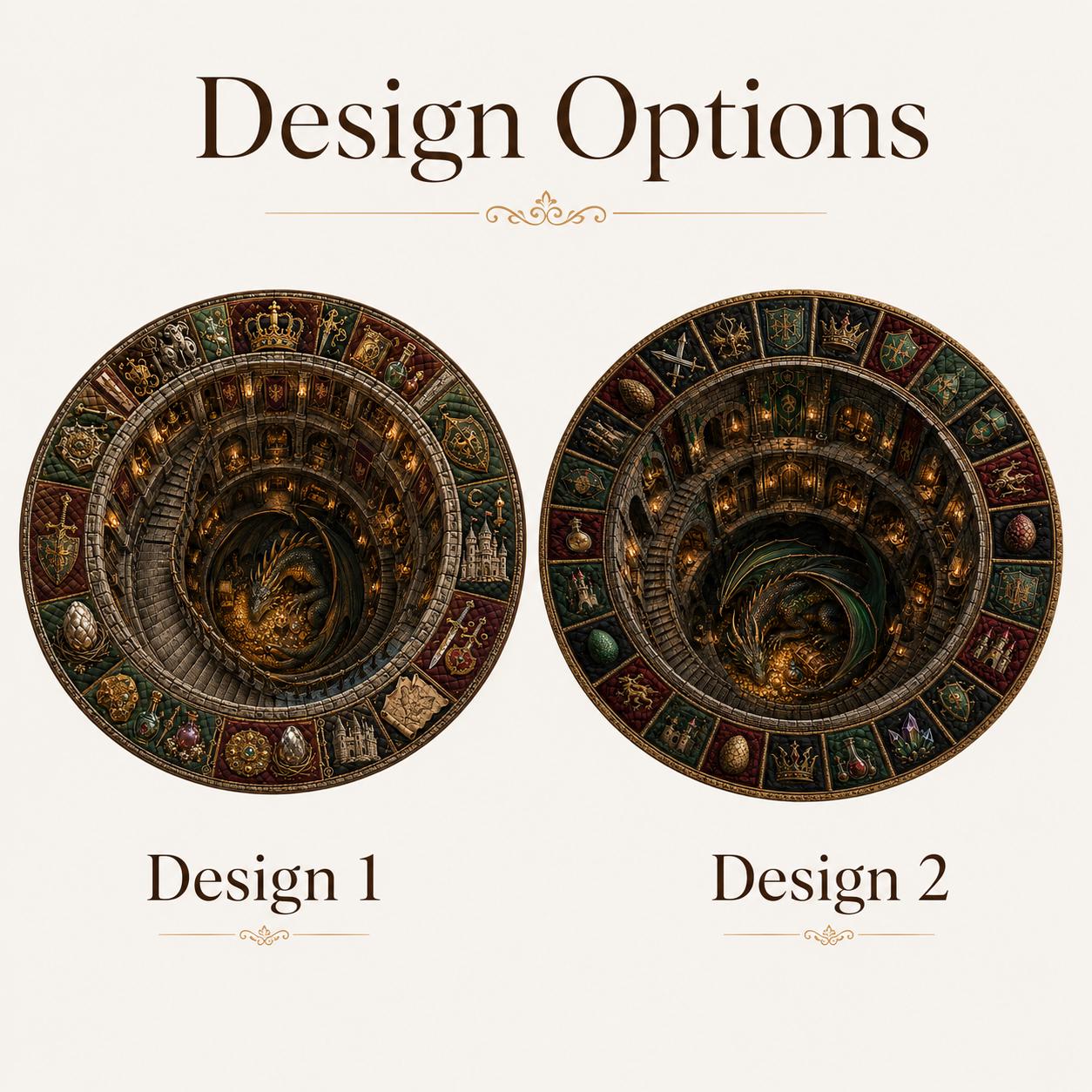 3D Illusion Fantasy Dragon Round Rug with Medieval Castle, Gothic RPG Dungeon Lair Floor Mat and Home Decor - photo 3