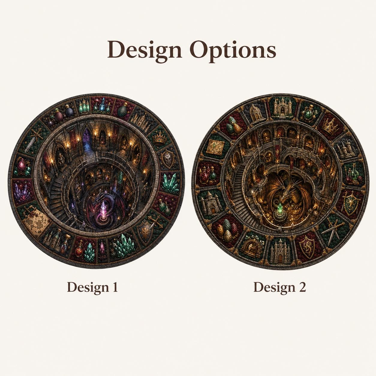 Dragon Lair Fantasy Round Rug with 3D Illusion for Castle Dungeon Floor Mat Medieval Magic and Gothic Gamer Room Decor - photo 3