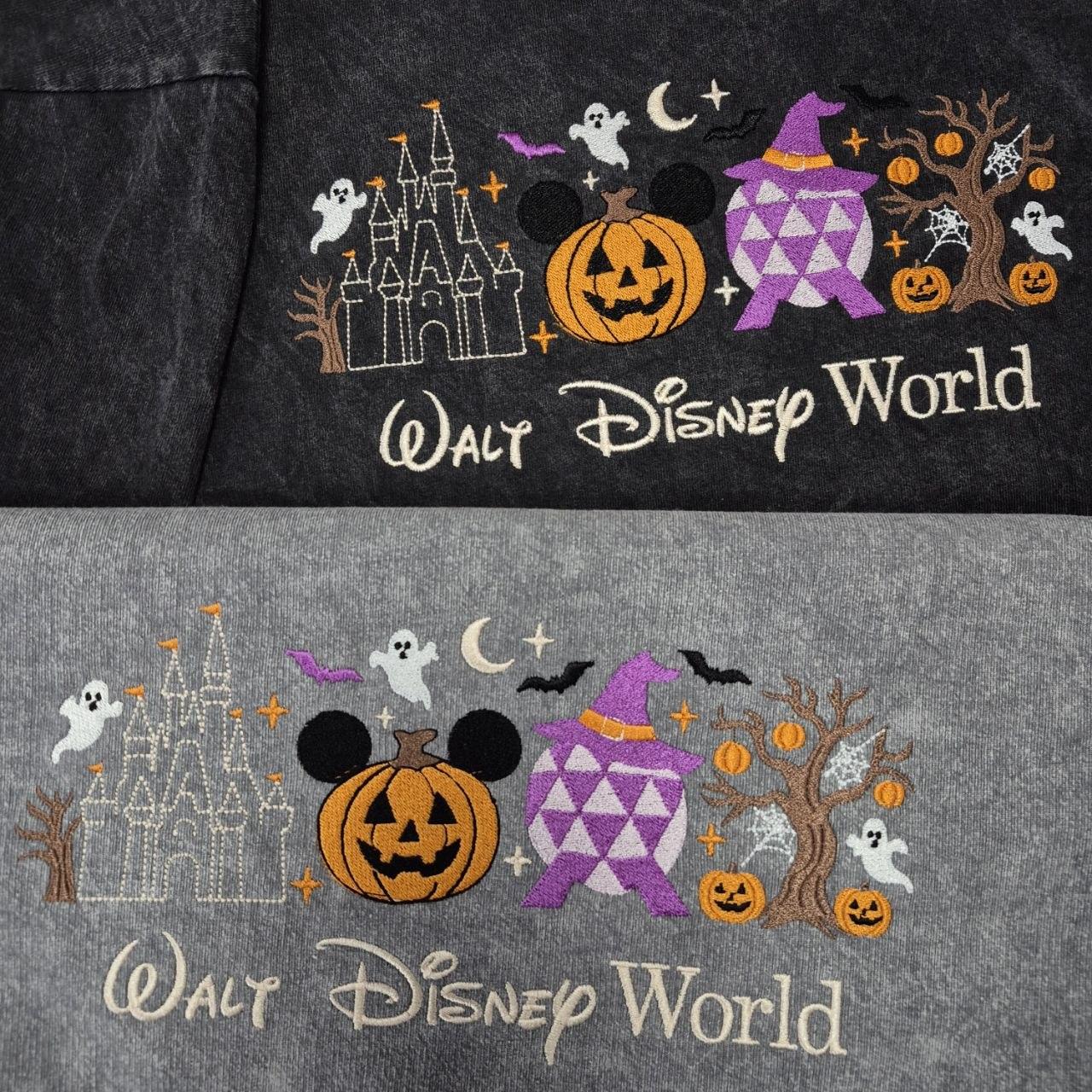 Embroidered Walt Disney World Halloween Mineral Wash Shirt with Castle Pumpkin and Mickey Ghost – Spooky Season Fall Vacation Tee Gift - photo 7