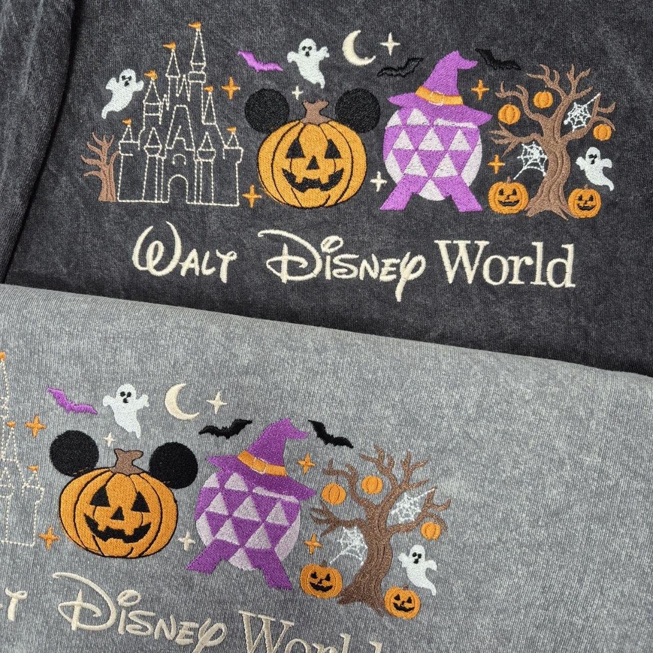 Embroidered Walt Disney World Halloween Mineral Wash Shirt with Castle Pumpkin and Mickey Ghost – Spooky Season Fall Vacation Tee Gift - photo 11