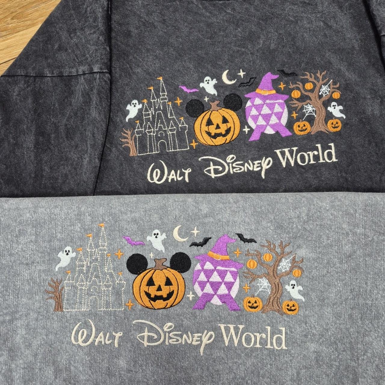 Embroidered Walt Disney World Halloween Mineral Wash Shirt with Castle Pumpkin and Mickey Ghost – Spooky Season Fall Vacation Tee Gift - photo 13
