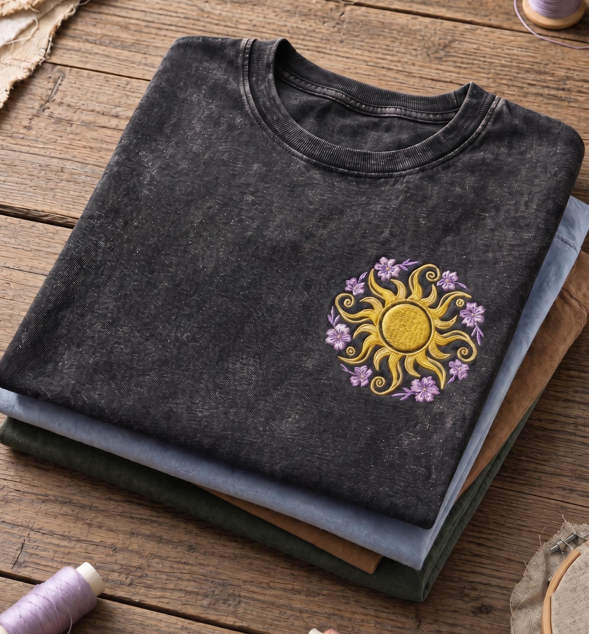 Embroidered Rapunzel Sunflower Gleam and Glow Mineral Wash Shirt – Let Your Power Shine Tangled Disney Princess Tee and Disneyland Gift