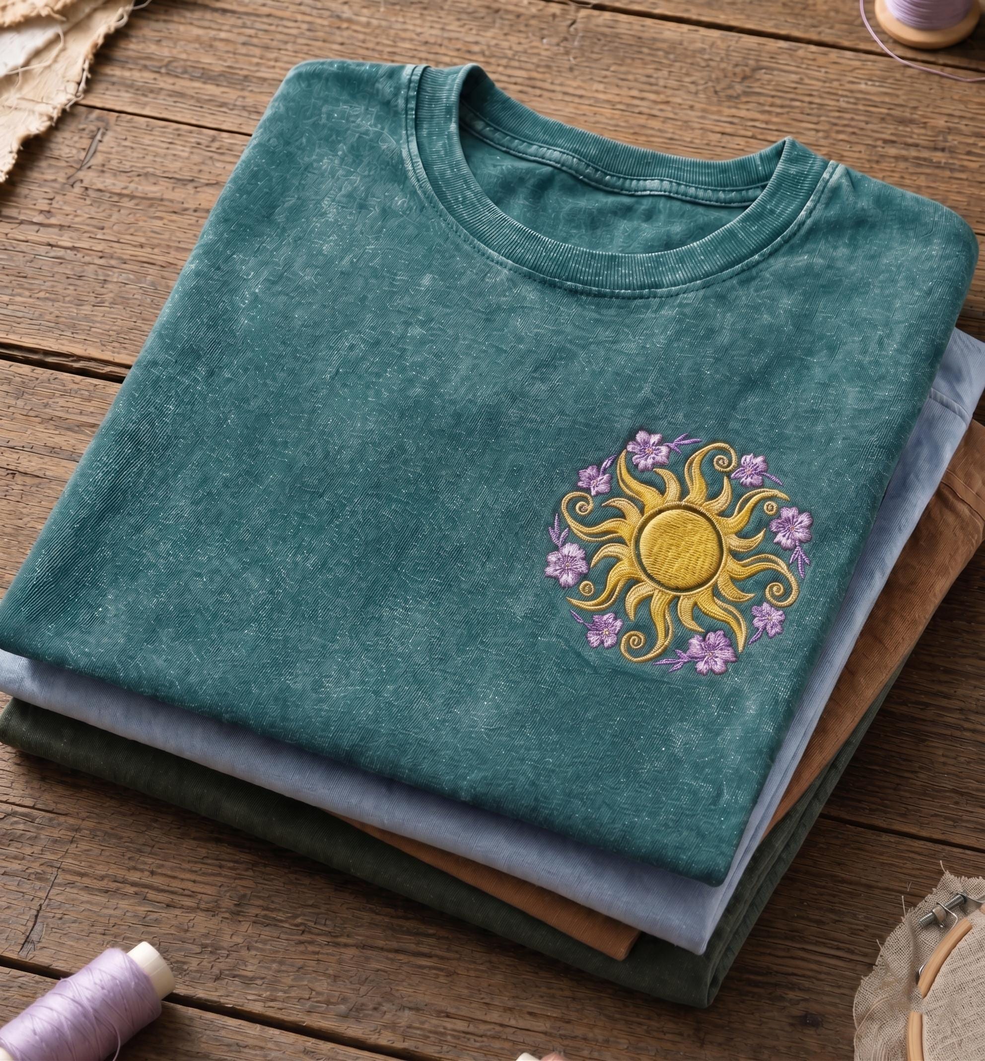 Embroidered Rapunzel Sunflower Gleam and Glow Mineral Wash Shirt – Let Your Power Shine Tangled Disney Princess Tee and Disneyland Gift - photo 2