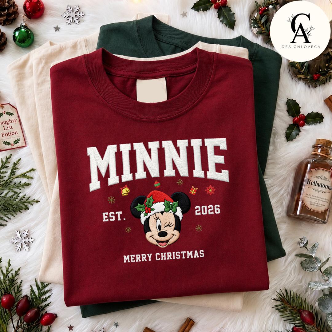 Personalized Embroidered Disney Christmas Quarter Zip Sweatshirt or Lace Trim Tank with Minnie for Mickey's Very Merry Party 2026 - photo 2