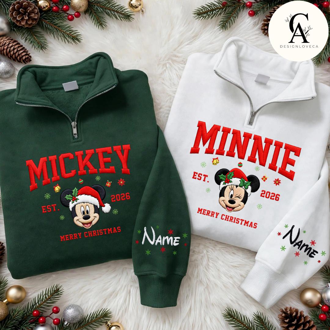 Personalized Embroidered Disney Christmas Quarter Zip Sweatshirt or Lace Trim Tank with Minnie for Mickey's Very Merry Party 2026 - photo 3