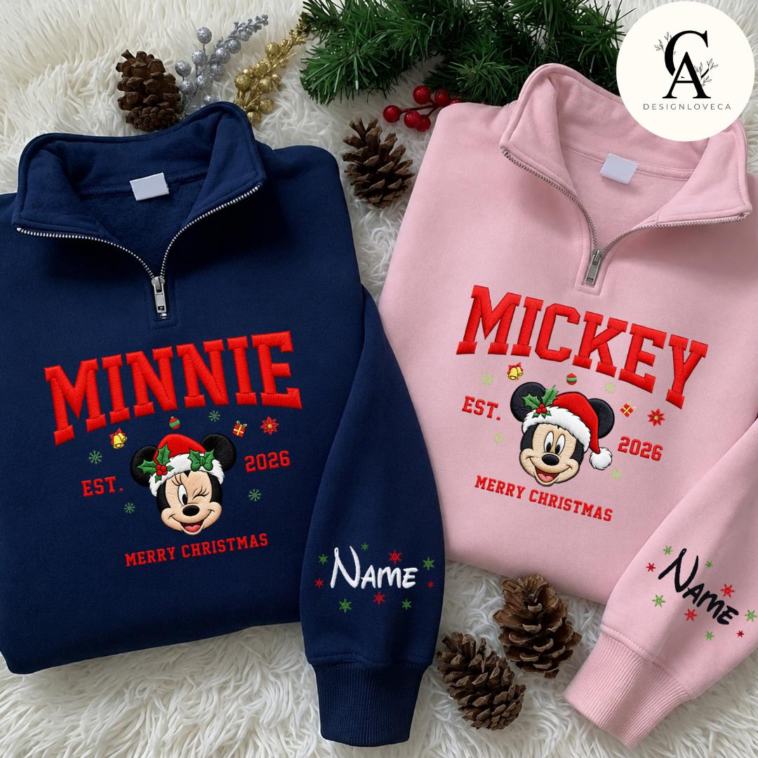 Personalized Embroidered Disney Christmas Quarter Zip Sweatshirt or Lace Trim Tank with Minnie for Mickey's Very Merry Party 2026 - photo 7