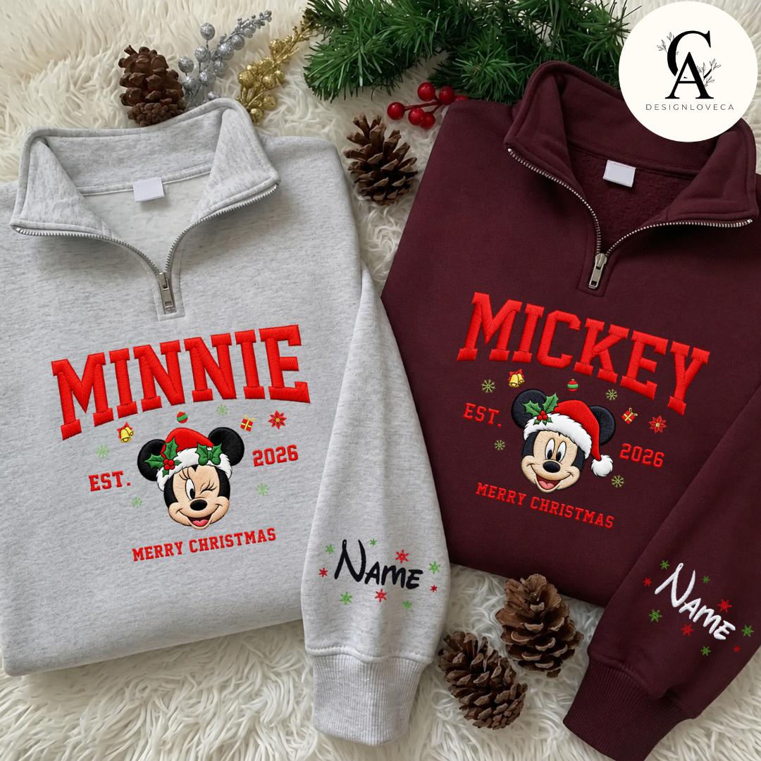 Personalized Embroidered Disney Christmas Quarter Zip Sweatshirt or Lace Trim Tank with Minnie for Mickey's Very Merry Party 2026 - photo 10