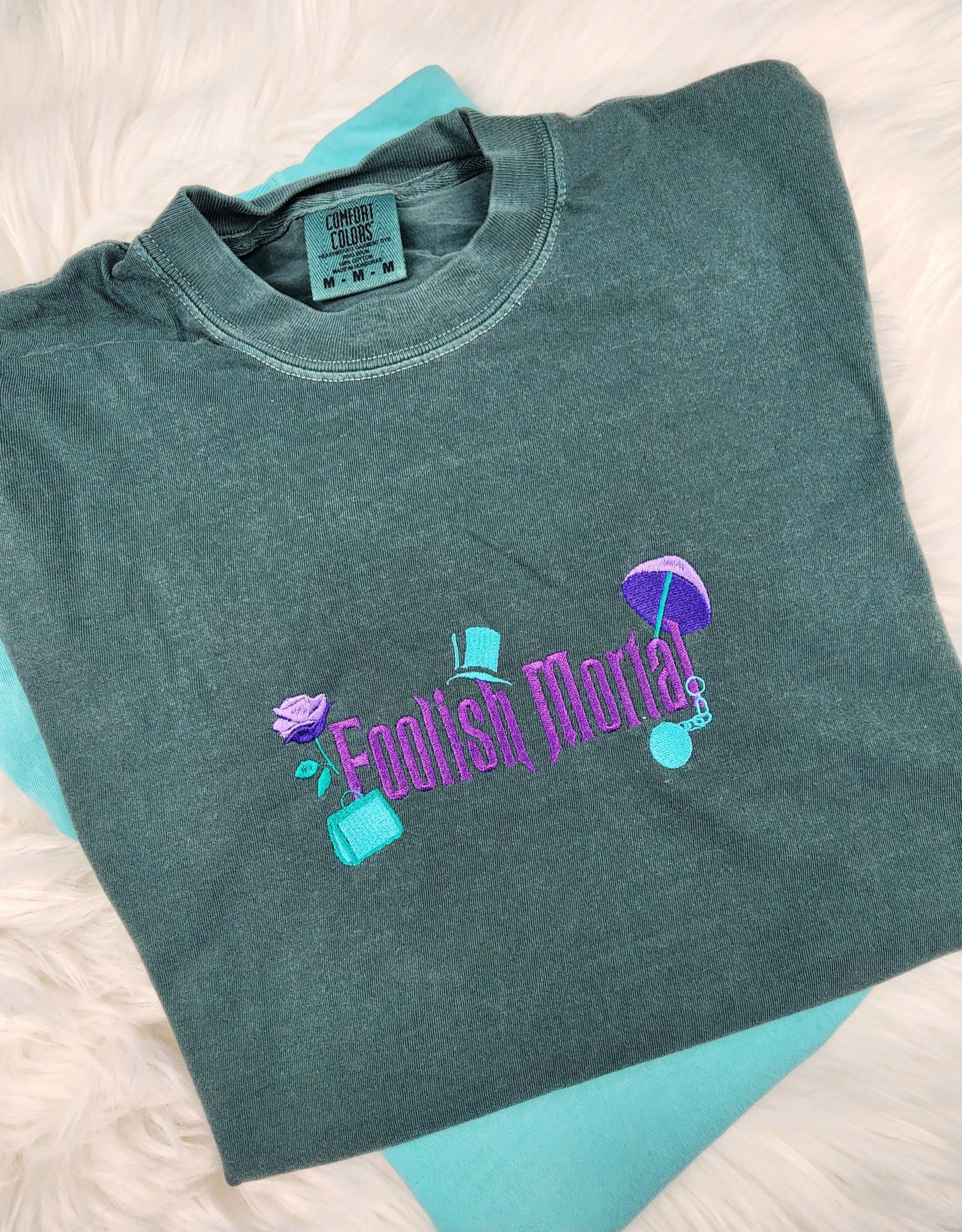 Embroidered Foolish Mortal Haunted Mansion Shirt and Disney Halloween Sweatshirt for Theme Park Fans - photo 2