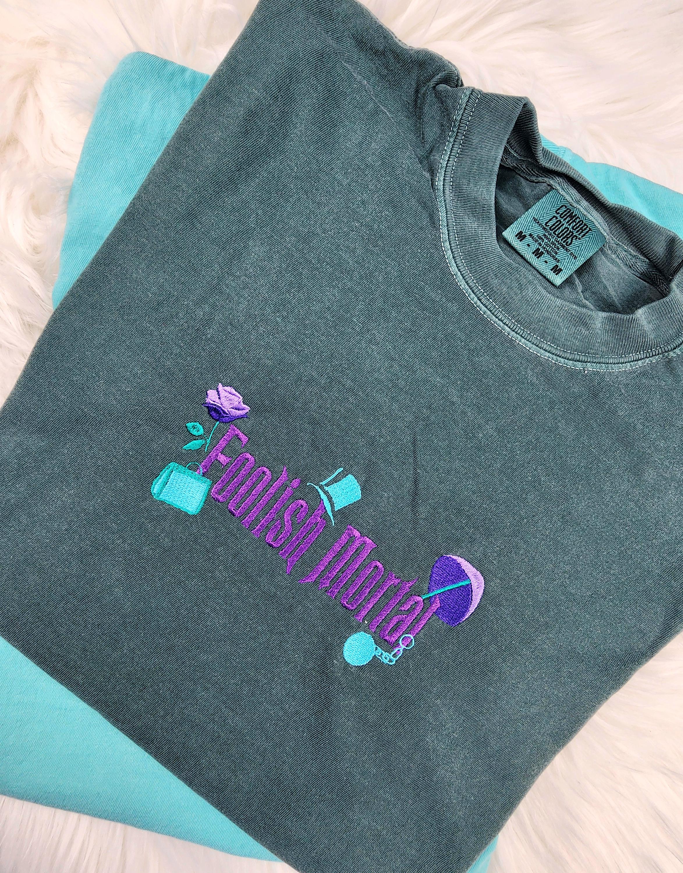 Embroidered Foolish Mortal Haunted Mansion Shirt and Disney Halloween Sweatshirt for Theme Park Fans - photo 3