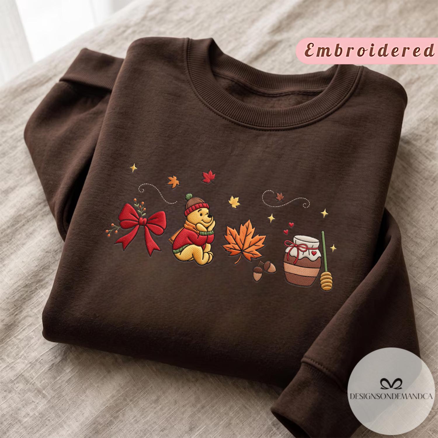 Embroidered Winnie the Pooh Bear Fall Vibes Shirt – Coquette Lace Trim Tank Top and Baby Tee with Pumpkin for WDW Disneyland - photo 17