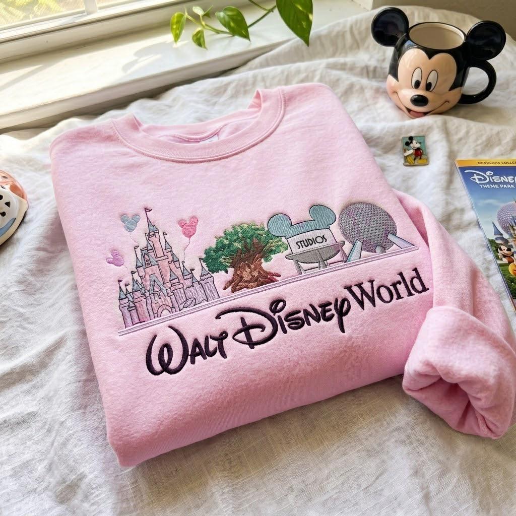 Embroidered Retro Walt Disney World Shirt with Magic Kingdom Design – Magical Disney Vacation Tee for Park Days - photo 4