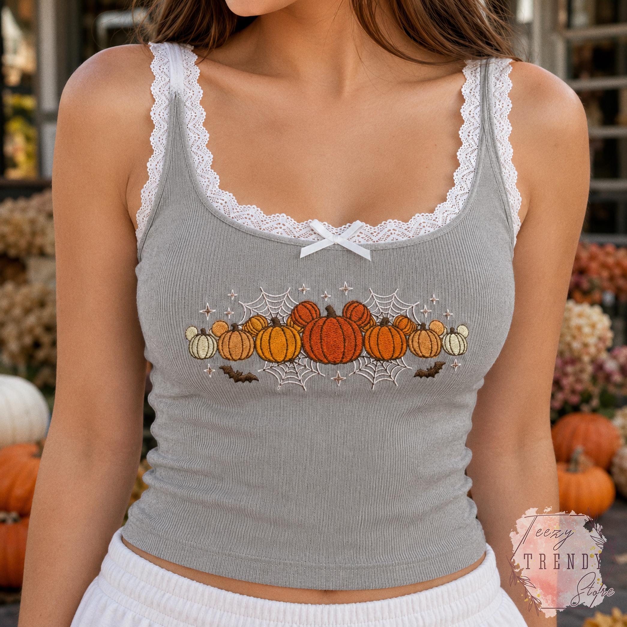 Embroidered Mickey Pumpkin Lace Trim Tank Top and Disney Halloween Baby Tee – Spooky Season Shirt for a Fall Vibes WDW Trip Outfit - photo 7