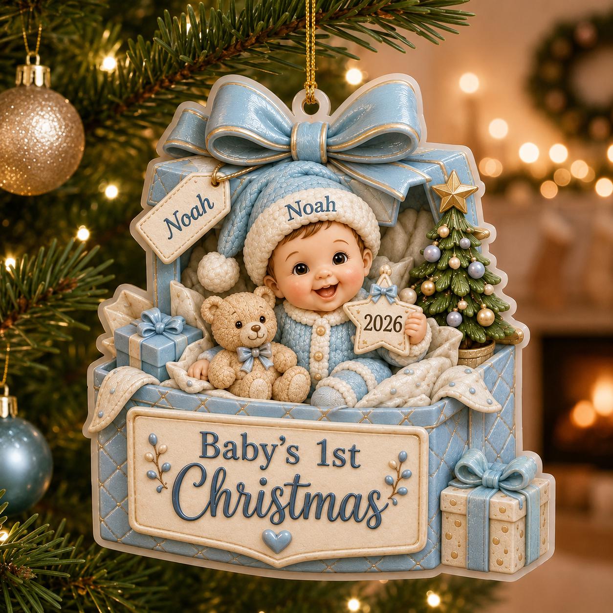 Personalized 3D Pink Gift Box Baby's First Christmas 2026 Ornament with Custom Baby Name, Newborn Keepsake Gift - photo 6
