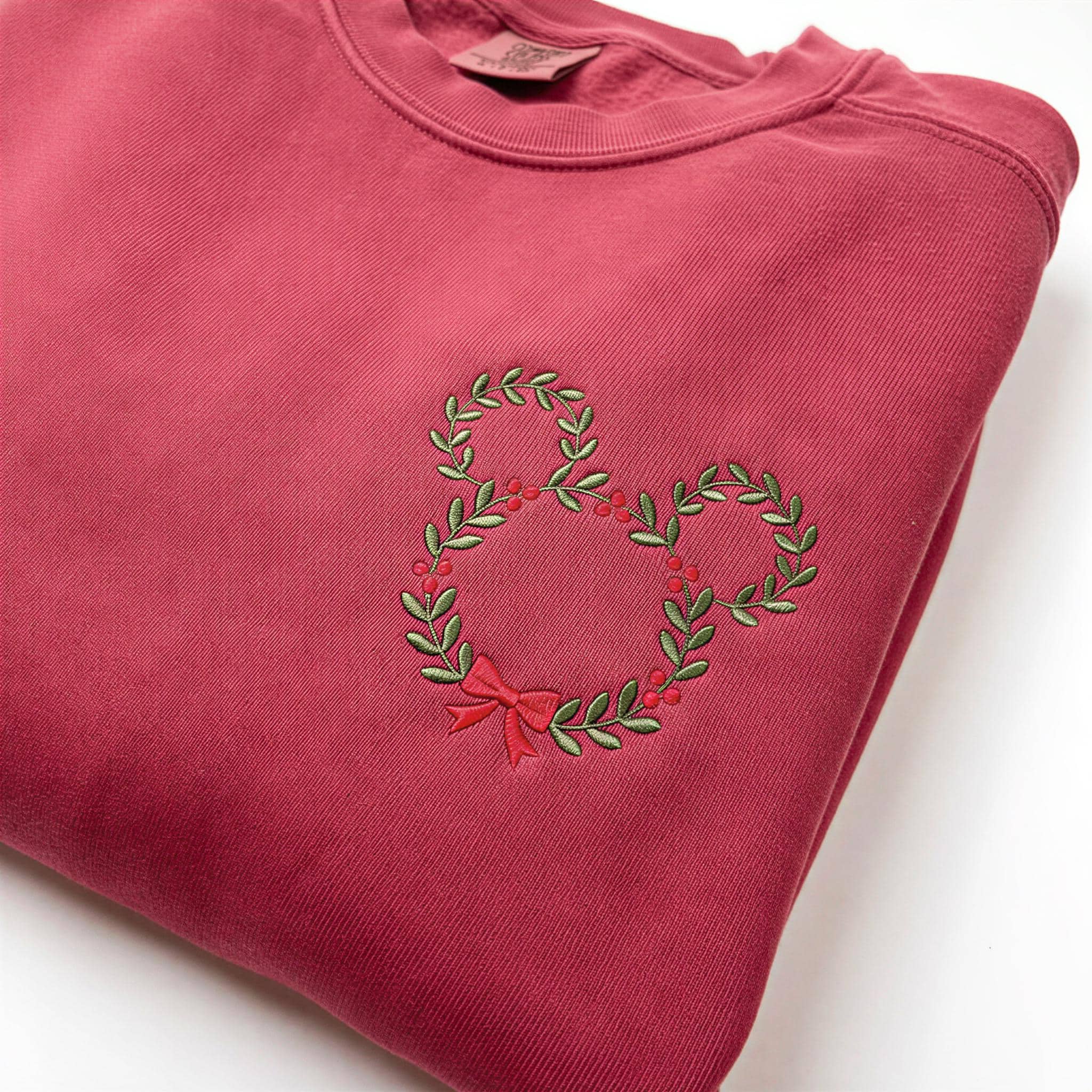 Embroidered Disney Christmas Wreath Sweatshirt with Minimalist Mickey Head – Festive Holiday Xmas Crewneck Sweater - photo 10