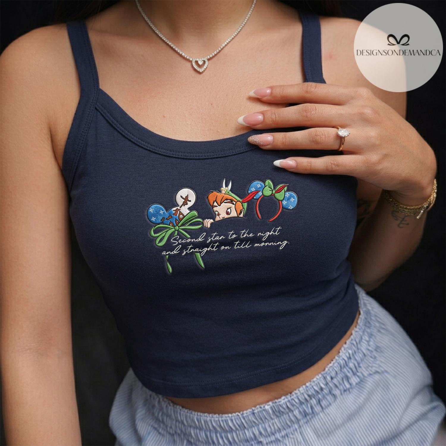 Embroidered Magical Park Characters Baby Tee Crop Tank with Coquette Bow Mouse Friends Lion King Cars Remy – Girls Trip Lace Trim Tank - photo 6