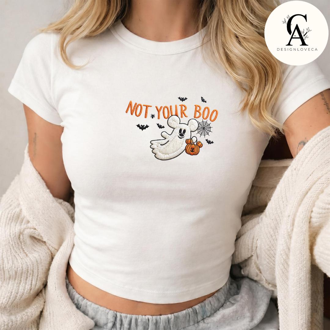 Embroidered Mickey Ghost and Pumpkin Disney Halloween Baby Tee Crop Tank for Mickey's Not So Scary Party Lace Trim Tank Top - photo 3
