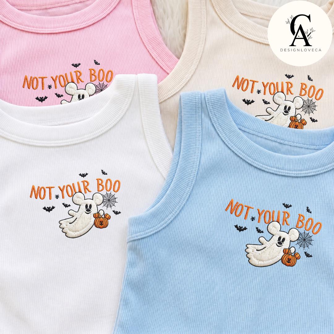 Embroidered Mickey Ghost and Pumpkin Disney Halloween Baby Tee Crop Tank for Mickey's Not So Scary Party Lace Trim Tank Top - photo 5