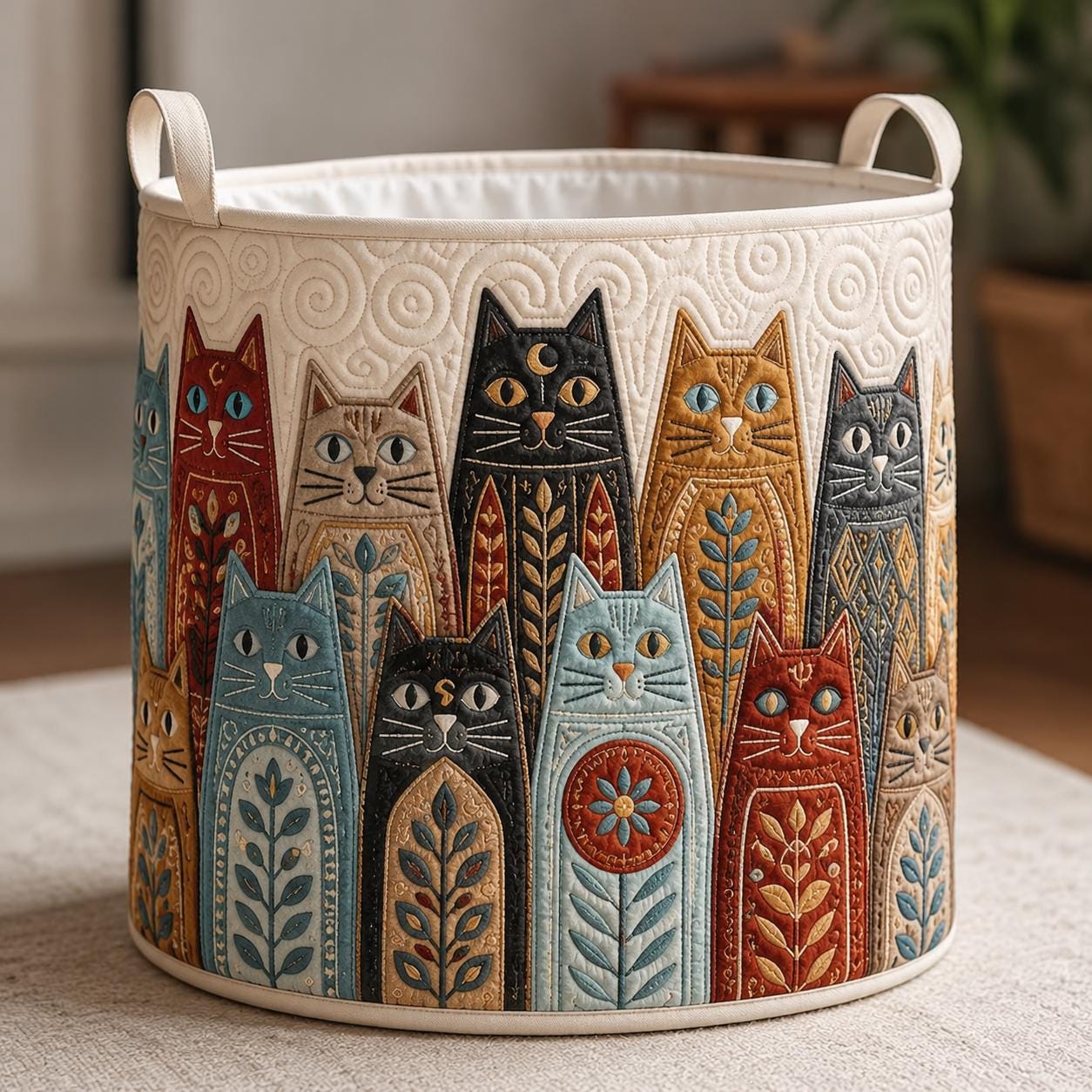 Laundry Basket – Quilt Style Pet Storage Hamper with Dachshund Cat Clothes Bin for Pets Lover Home Decor