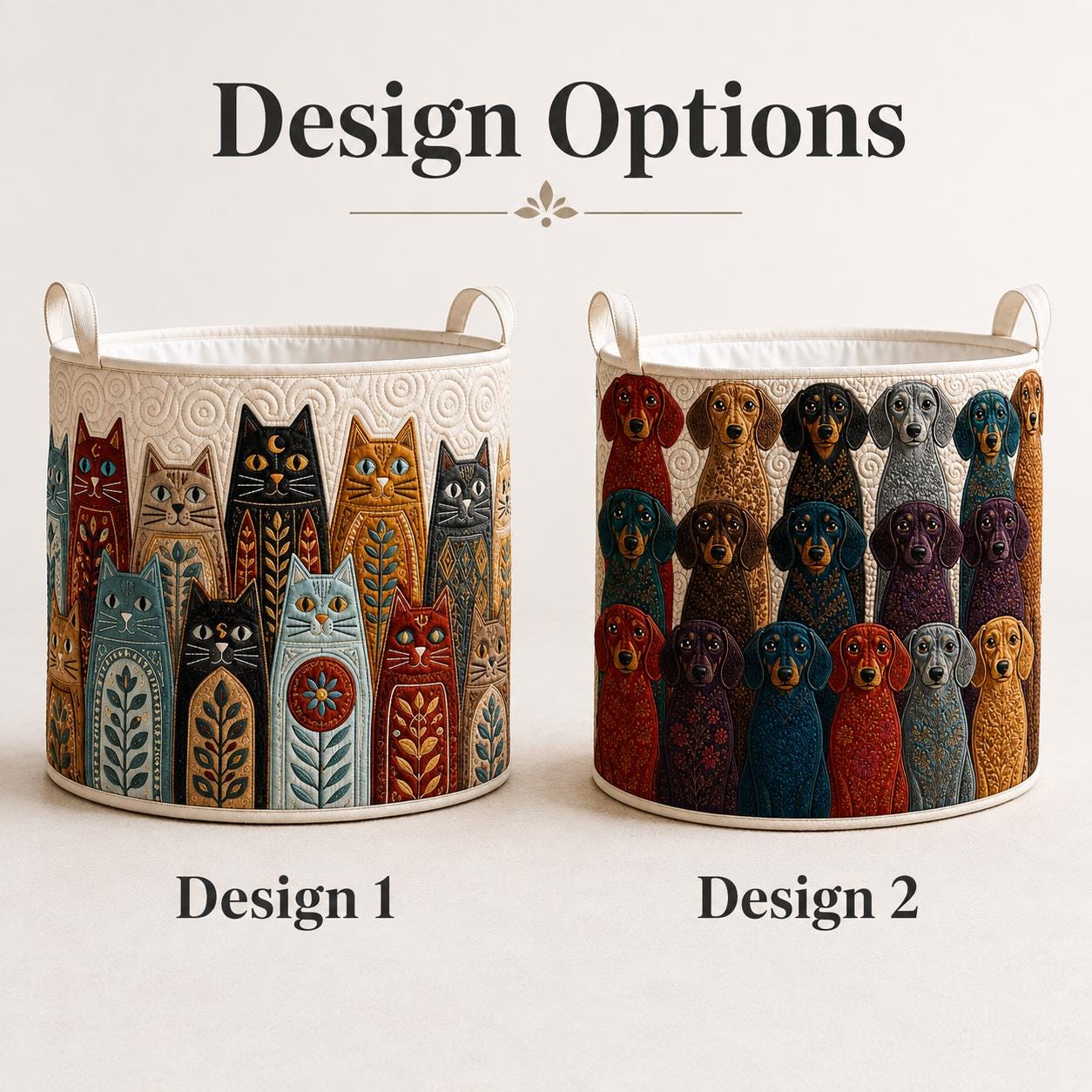 Laundry Basket – Quilt Style Pet Storage Hamper with Dachshund Cat Clothes Bin for Pets Lover Home Decor - photo 3