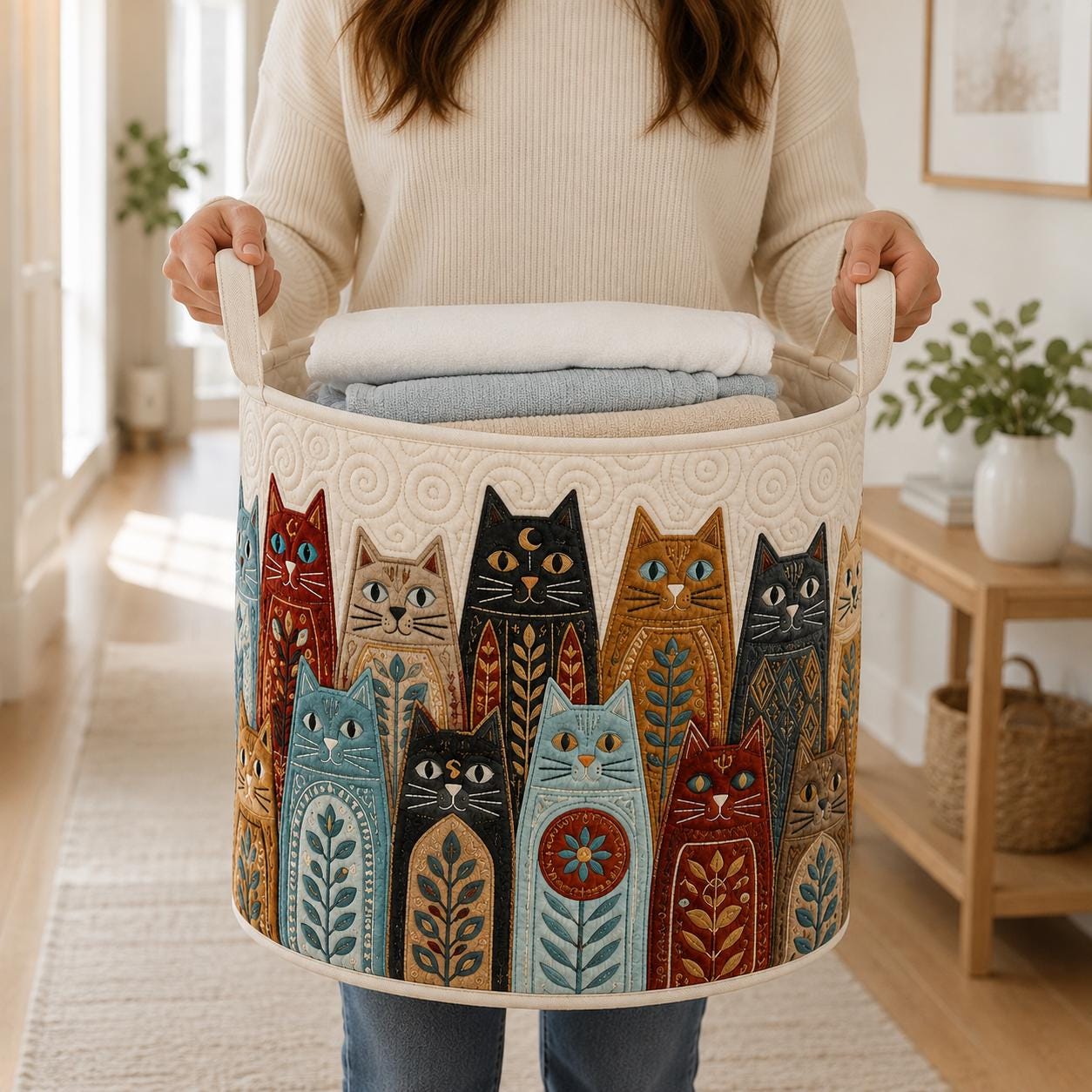 Laundry Basket – Quilt Style Pet Storage Hamper with Dachshund Cat Clothes Bin for Pets Lover Home Decor - photo 6