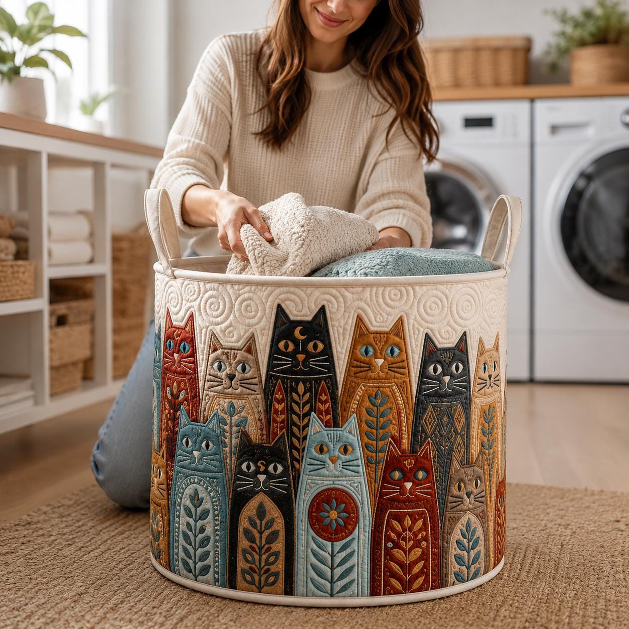Laundry Basket – Quilt Style Pet Storage Hamper with Dachshund Cat Clothes Bin for Pets Lover Home Decor - photo 7
