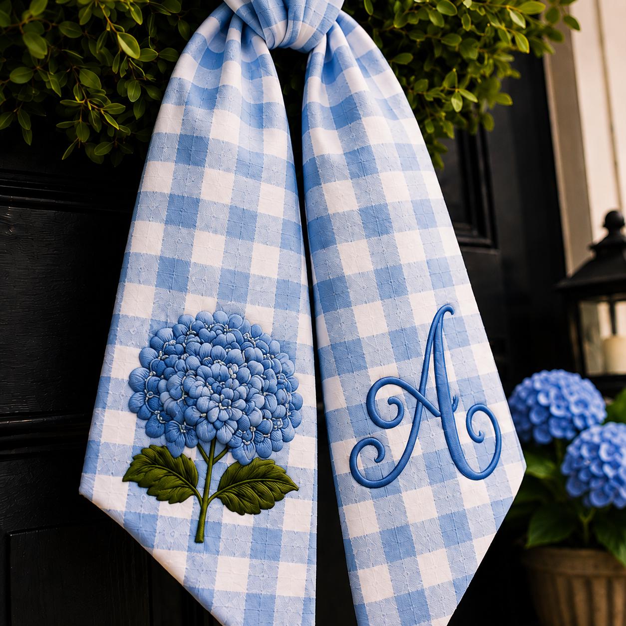 Personalized Monogram Gingham All Season Wreath Sash Bundle for Fall, Halloween and Christmas, Custom Door Accent Decor - photo 3