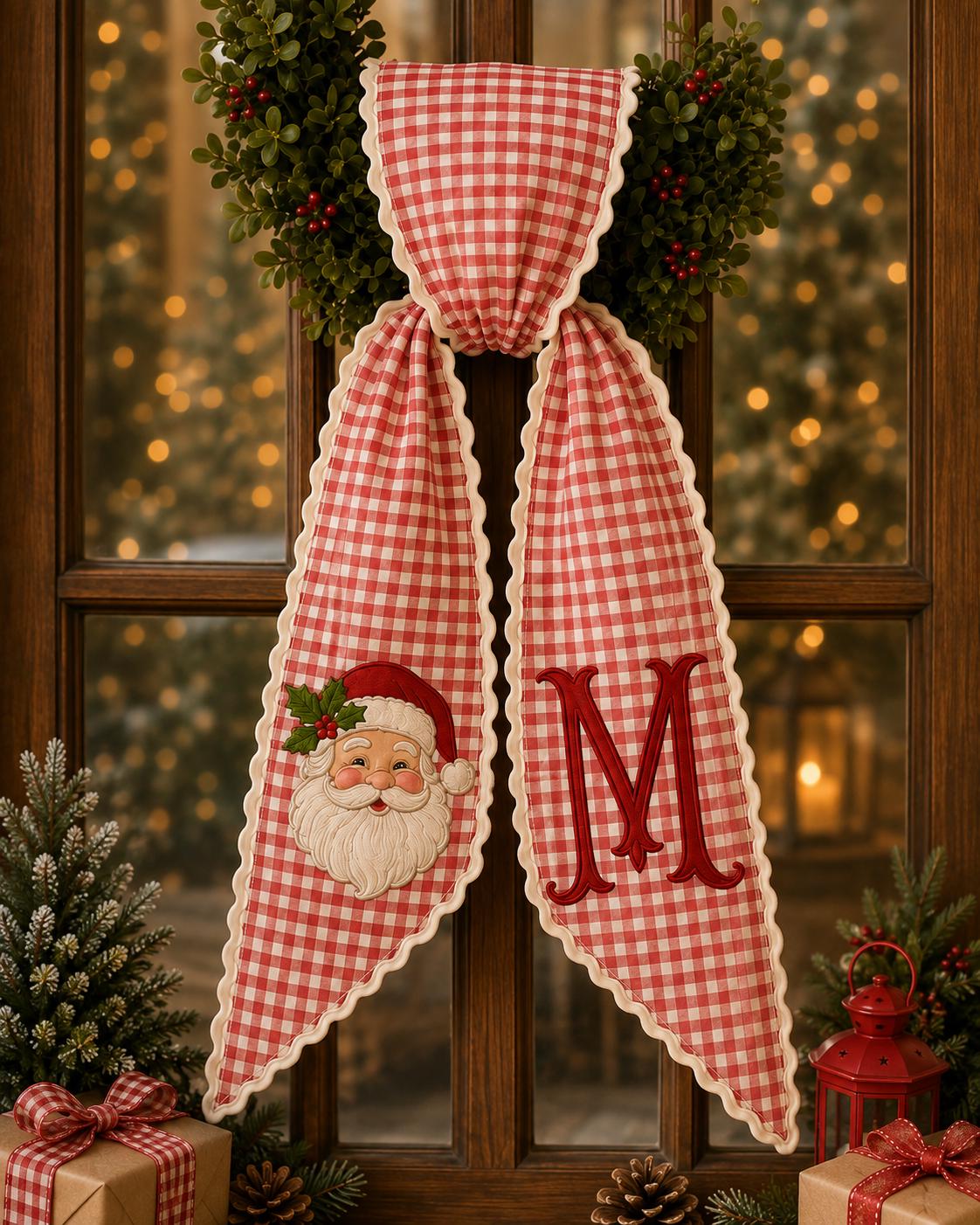 Personalized Monogram Gingham All Season Wreath Sash Bundle for Fall, Halloween and Christmas, Custom Door Decor Seasonal Gift - photo 8