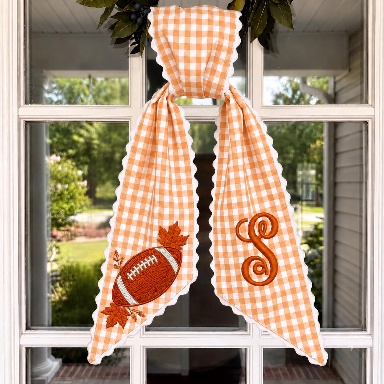 Personalized Monogram Gingham All Season Wreath Sash Bundle for Fall, Halloween and Christmas, Custom Door Decor Seasonal Gift - photo 9
