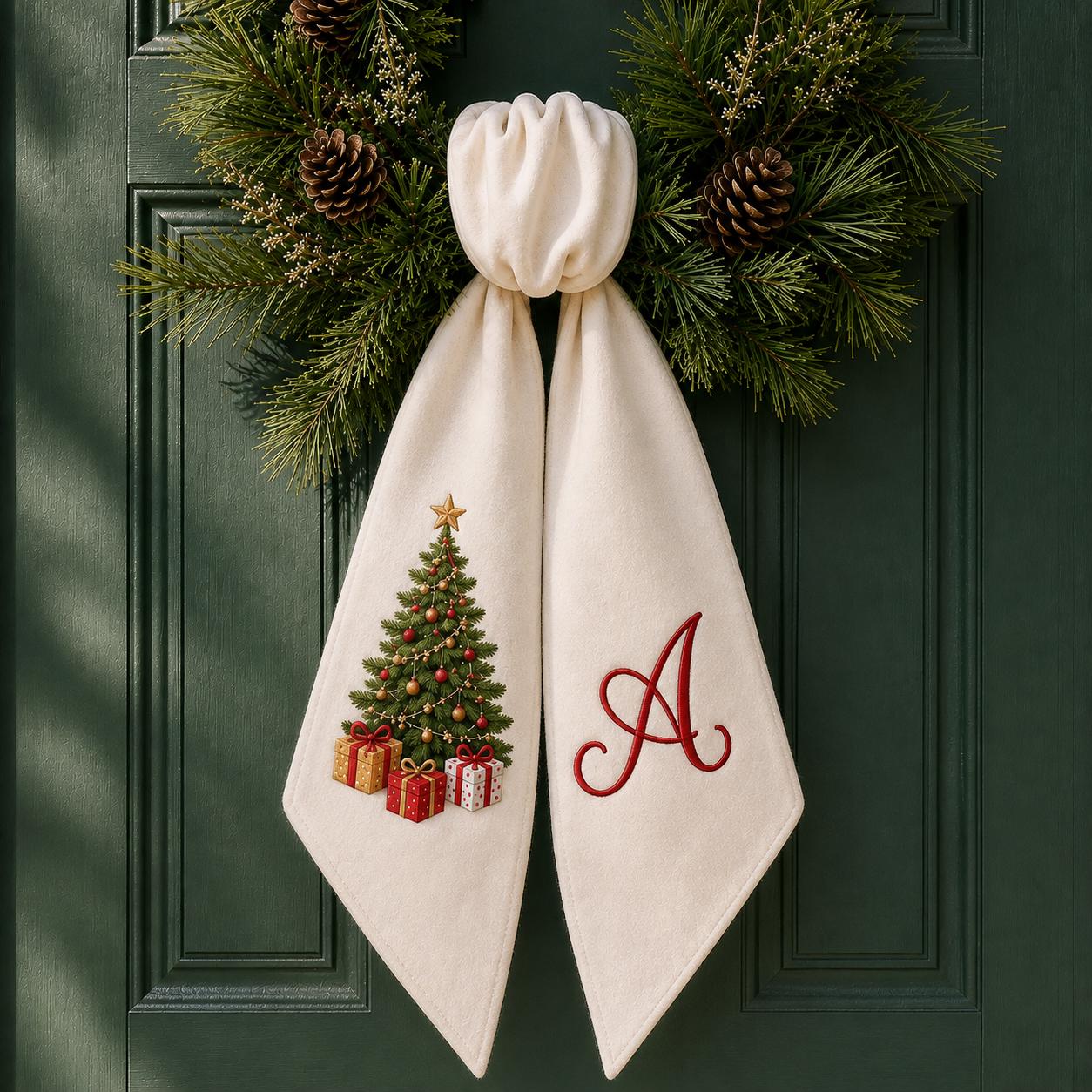 Personalized Monogram All Season Wreath Sash Bundle for Fall, Halloween and Christmas, Custom Holiday Front Door Decor Gift - photo 8