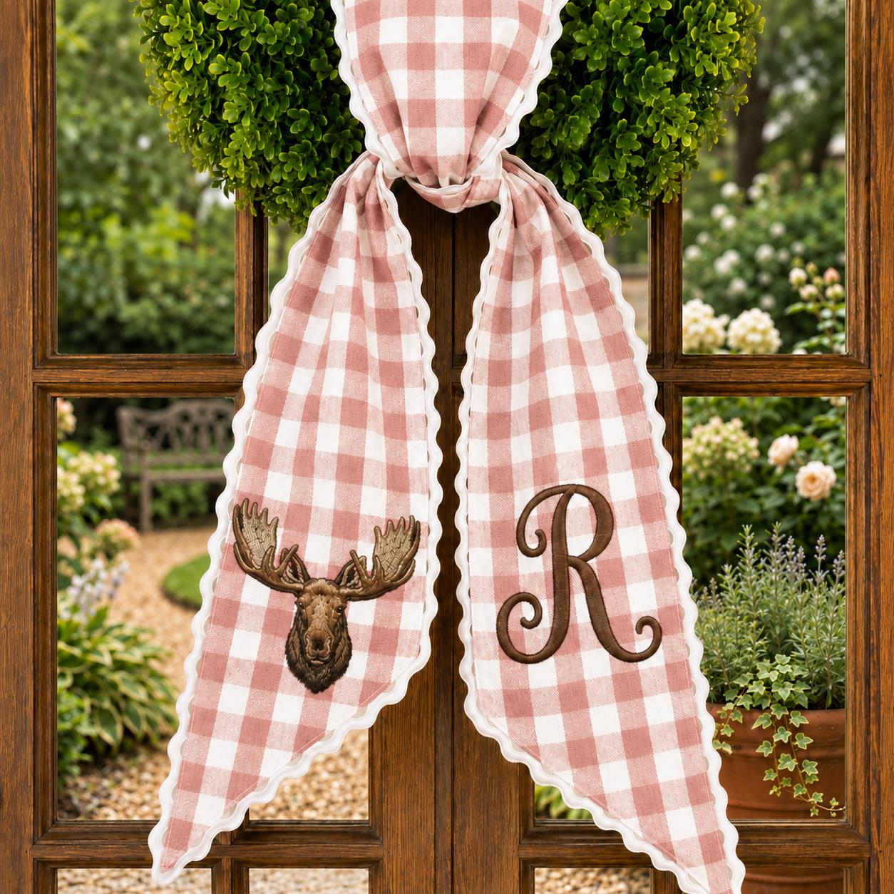Personalized Monogram All Season Wreath Sash Bundle for Fall, Halloween and Christmas, Custom Holiday Front Door Decor Gift - photo 9