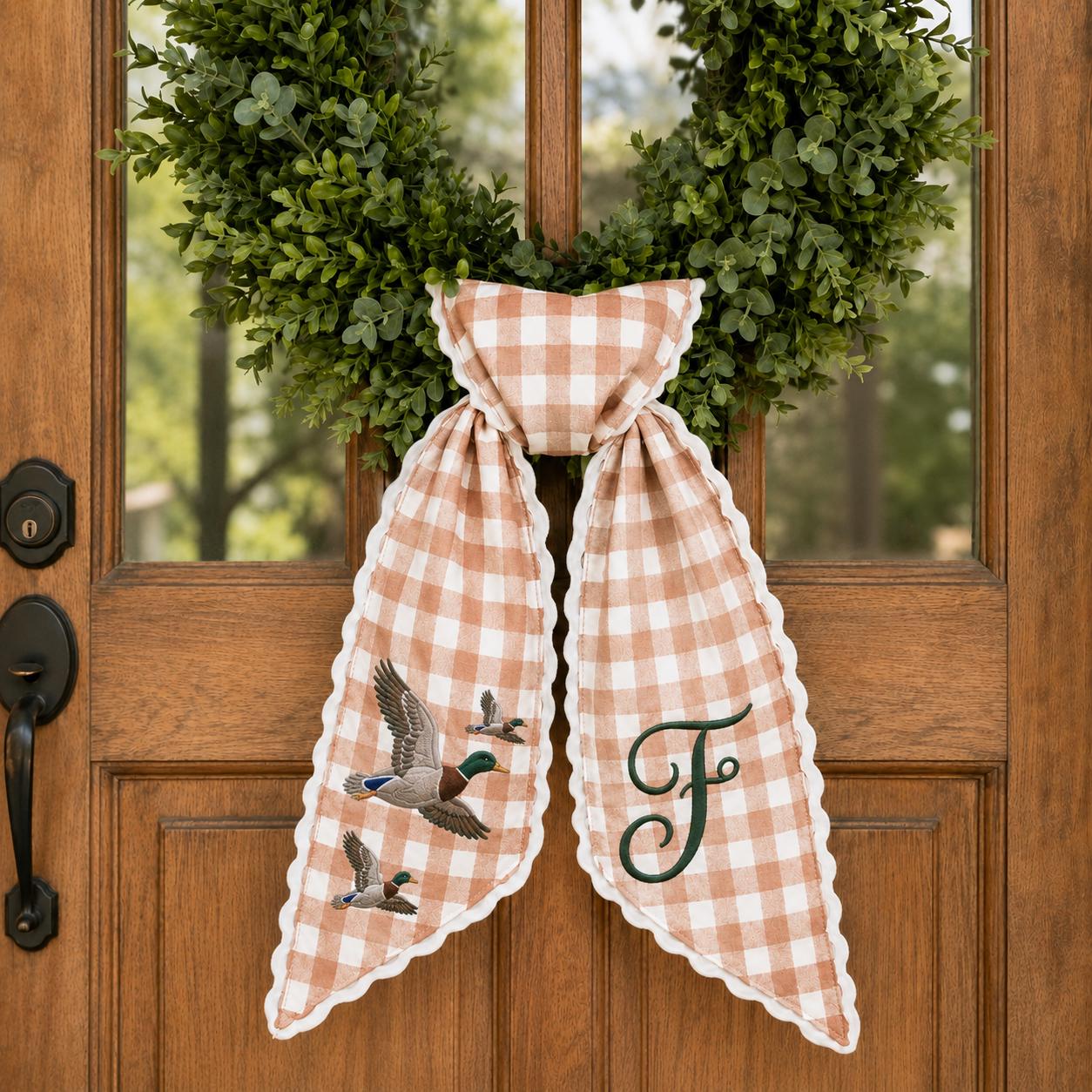 Personalized Monogram Gingham All Season Wreath Sash Bundle for Fall, Halloween and Christmas, Custom Door Decor Seasonal Gift - photo 11