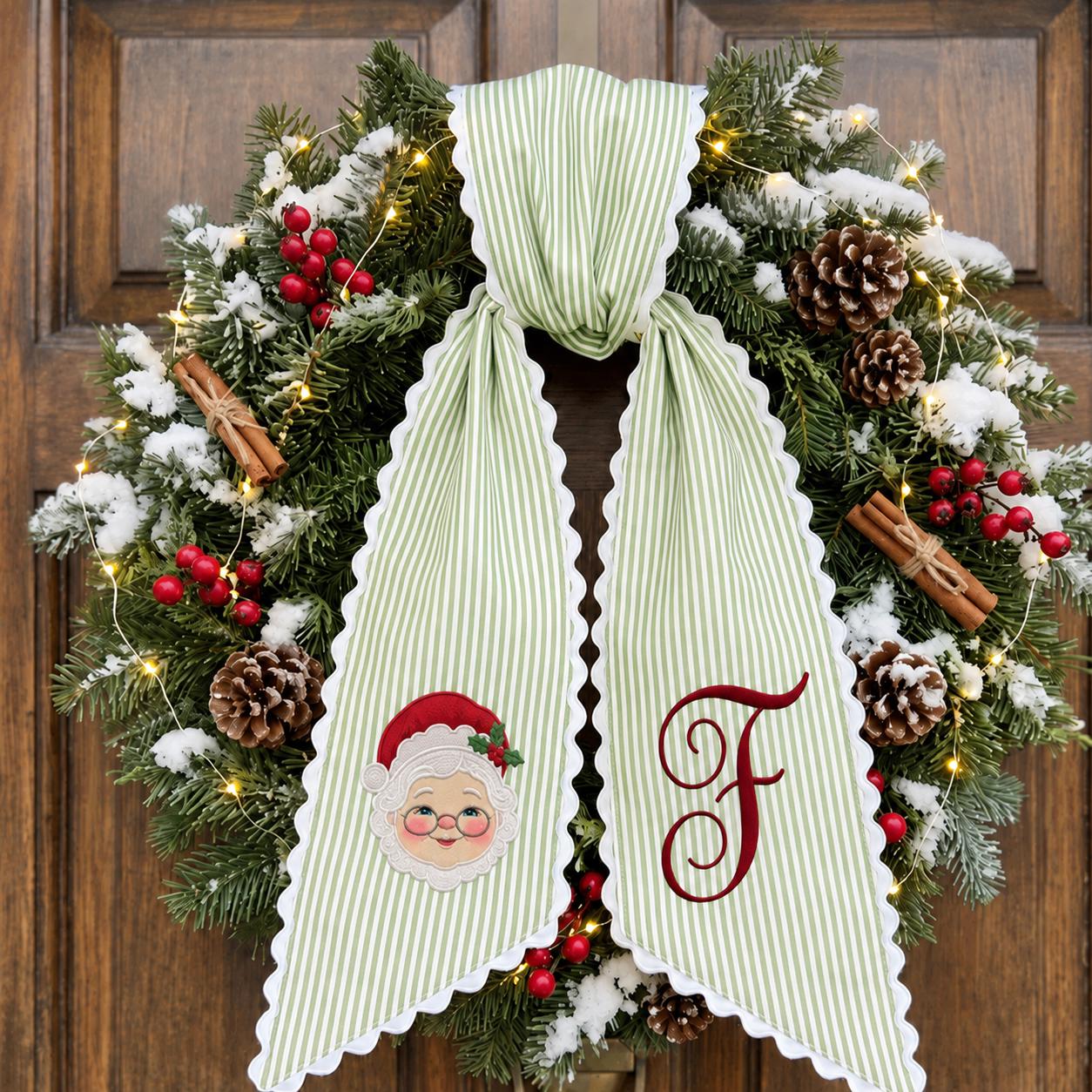 Personalized Monogram Gingham All Season Wreath Sash Bundle for Fall, Halloween and Christmas, Custom Door Decor Seasonal Gift - photo 13