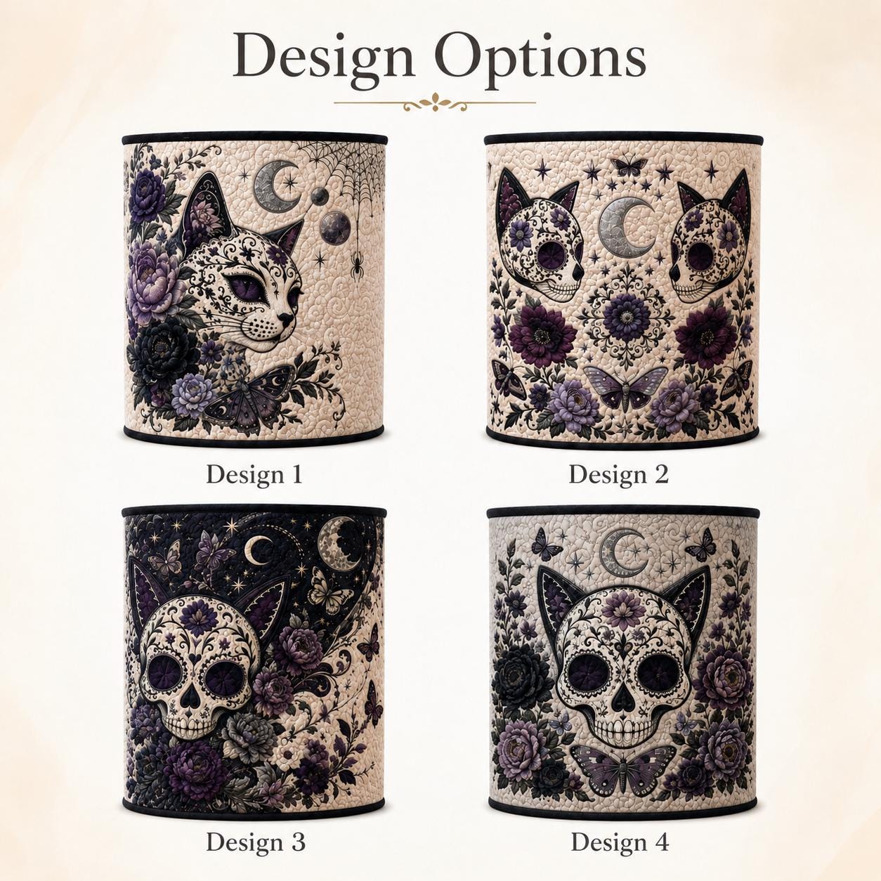 Sugar Skull Cat Laundry Hamper with Gothic Quilted Storage Basket for Goth Home Decor - photo 3