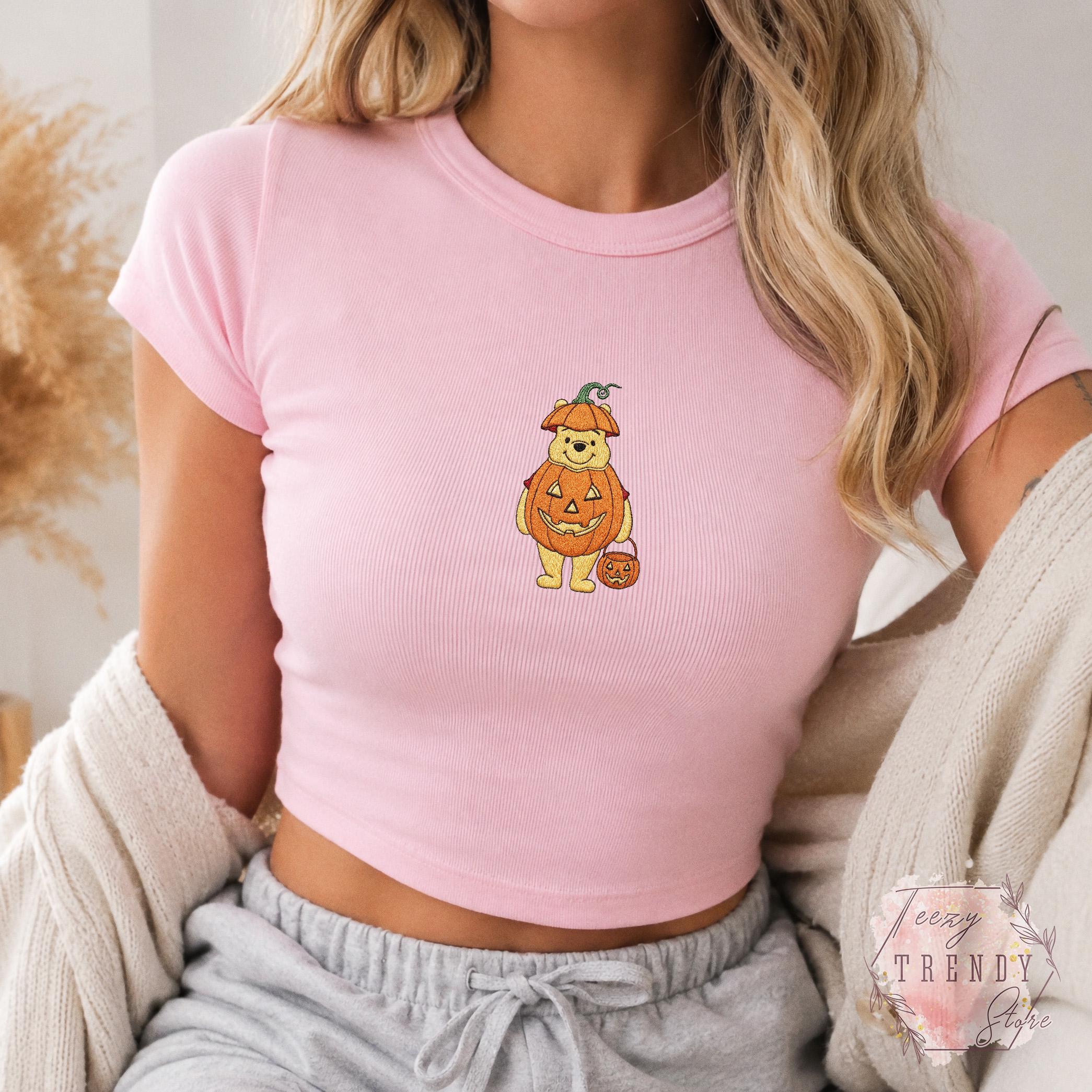 Embroidered Winnie the Pooh Bear Halloween Baby Tee and Pumpkin Shirt – Disney Spooky Season Top for a WDW Fall Trip Outfit - photo 7