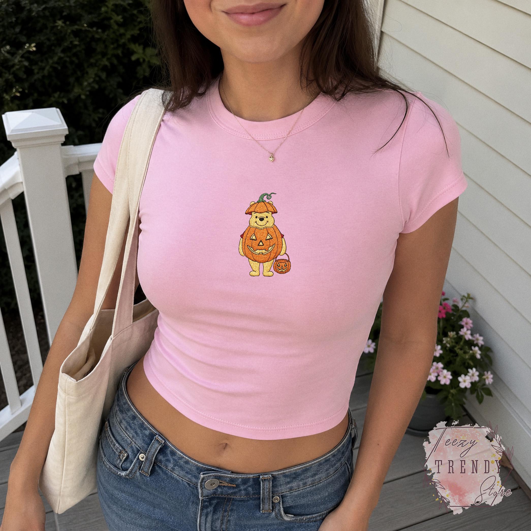 Embroidered Winnie the Pooh Bear Halloween Baby Tee and Pumpkin Shirt – Disney Spooky Season Top for a WDW Fall Trip Outfit - photo 10