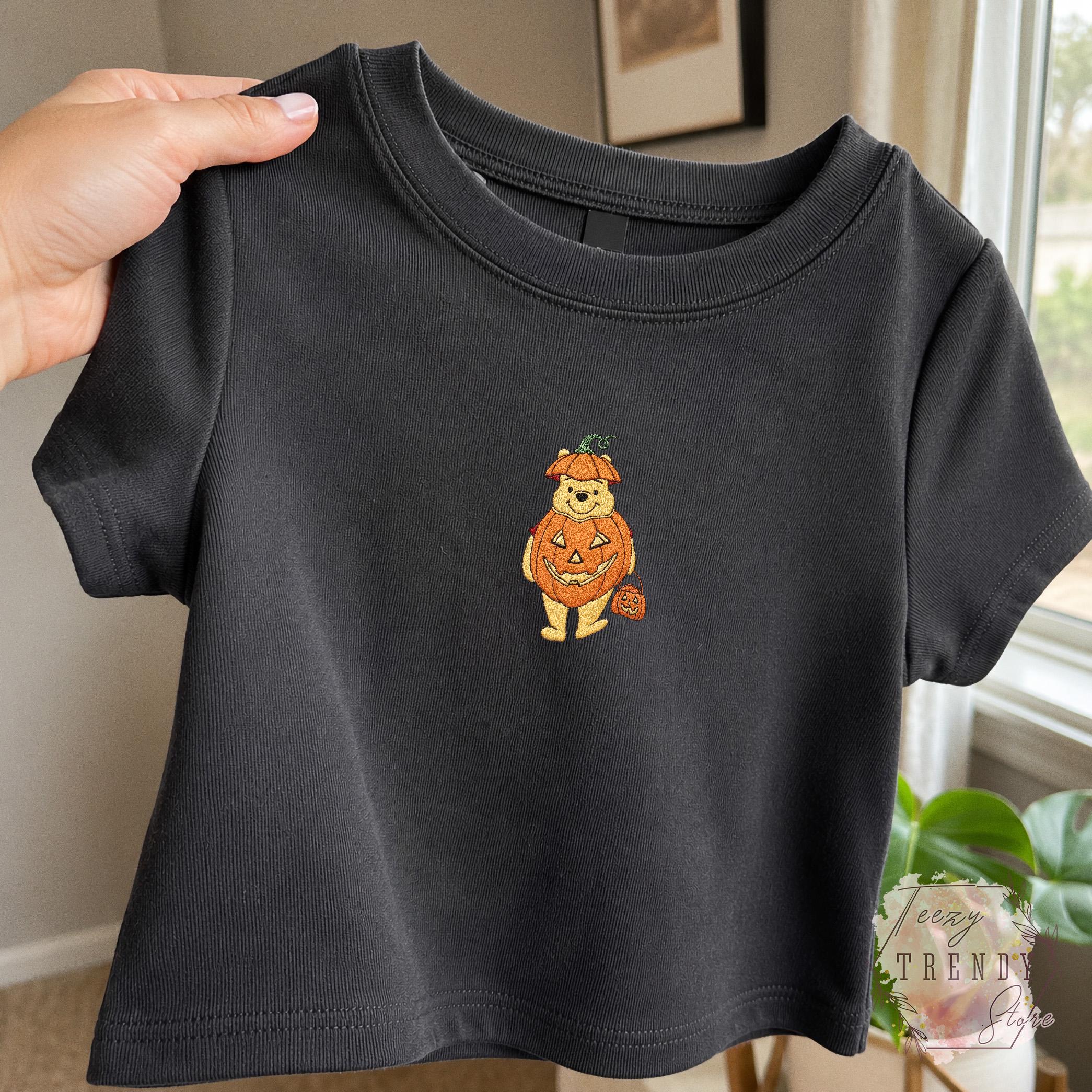 Embroidered Winnie the Pooh Bear Halloween Baby Tee and Pumpkin Shirt – Disney Spooky Season Top for a WDW Fall Trip Outfit - photo 11
