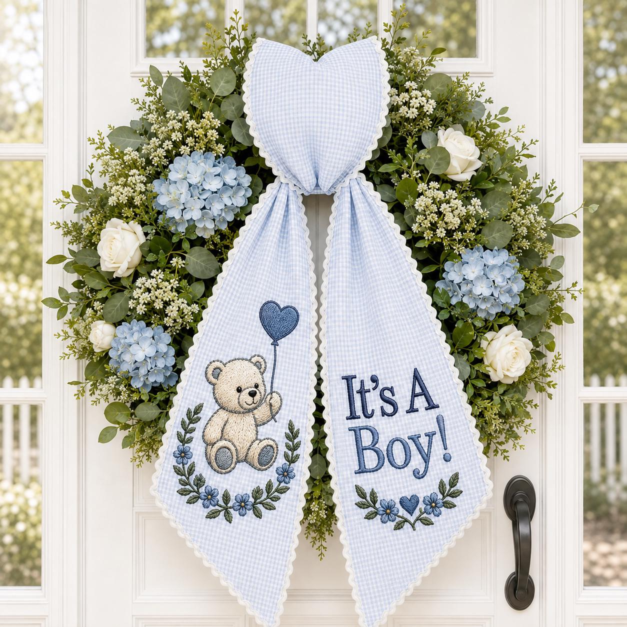 All Seasonal Door Wreath Sash with Monogram Embroidery Decor for Baby Shower, Fall, and Christmas Personalized Gift - photo 11