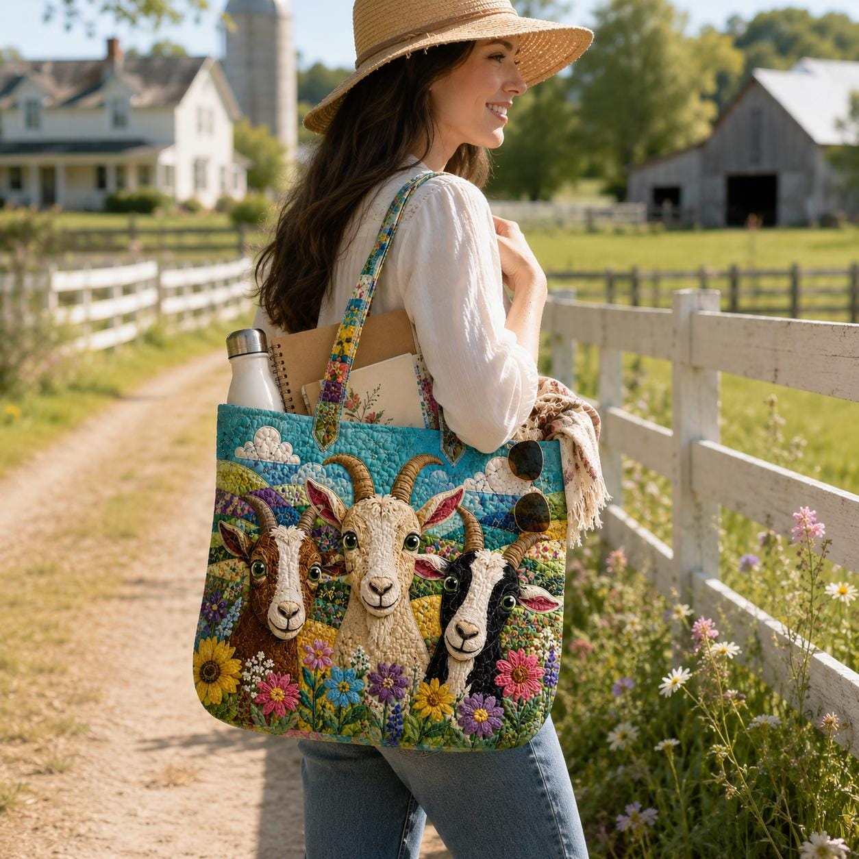Floral Book Tote Bag with Vintage Library Shoulder Style and Botanical Patchwork for Cottagecore Reader Gift for Her - photo 2