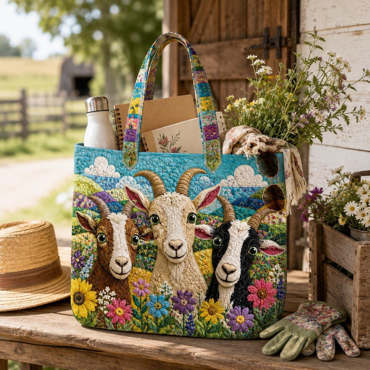 Floral Book Tote Bag with Vintage Library Shoulder Style and Botanical Patchwork for Cottagecore Reader Gift for Her - photo 4