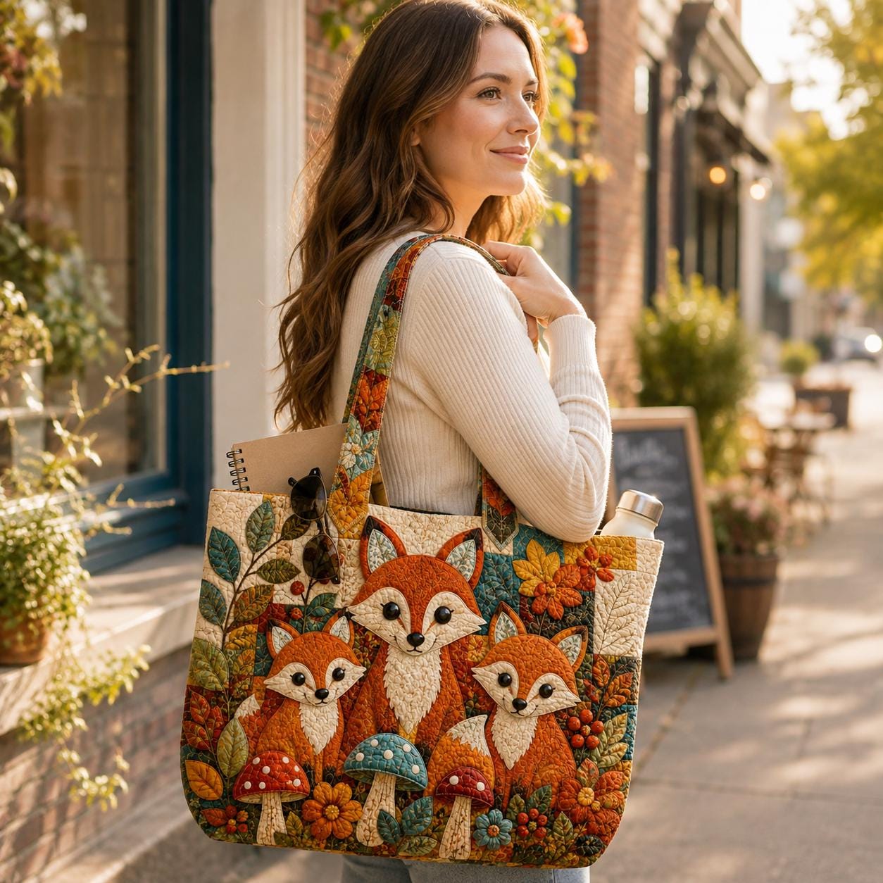 Tote Bag – Quilted Style Sunflower Book Vintage Library Floral Tote with Cottagecore Book Lover Bag and Botanical Reader Gift for Her - photo 2