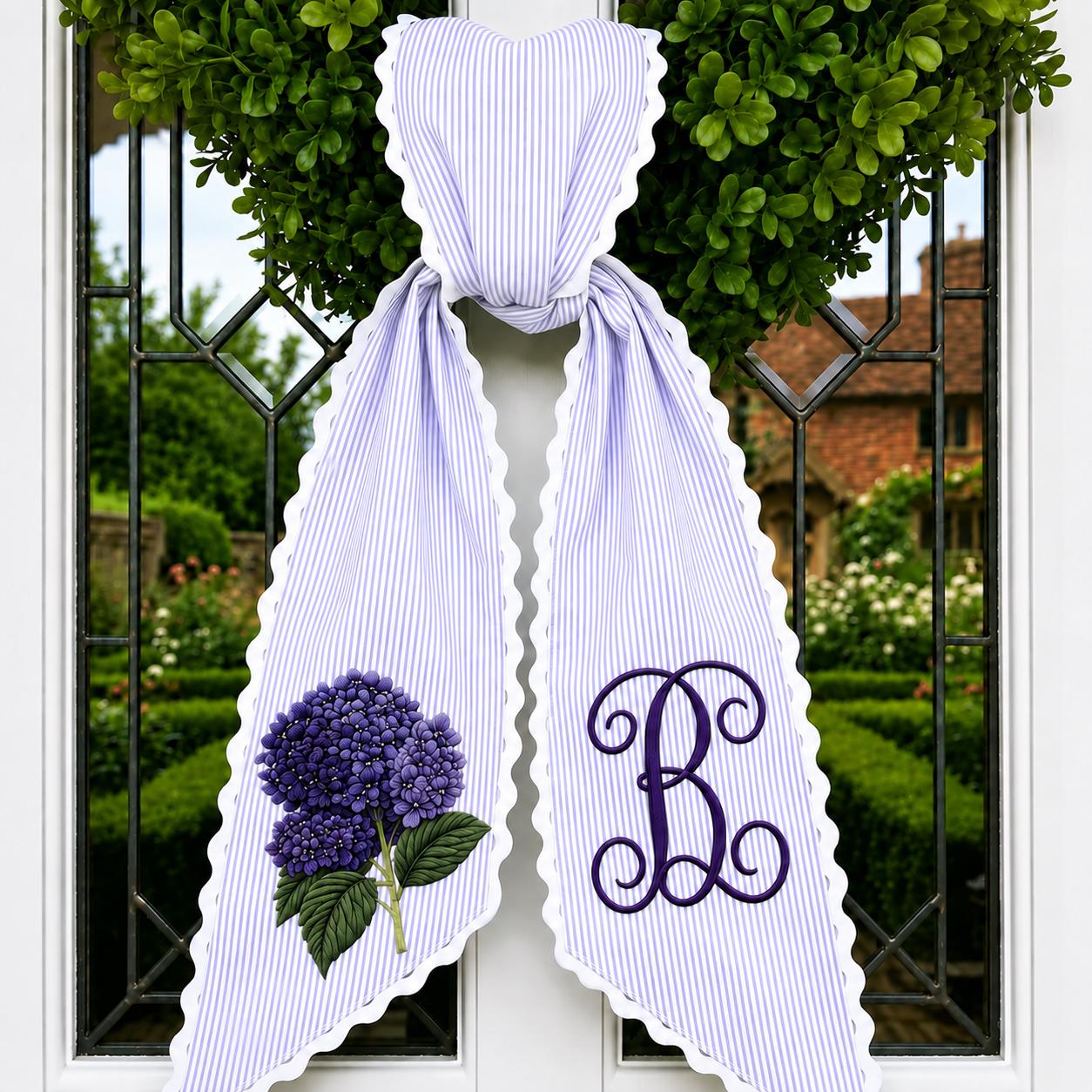 All Season Wreath Sash with Monogram Door Wreath Sash, Embroidered Seasonal Bow, Personalized Holiday Decor, and Housewarming Gift - photo 2