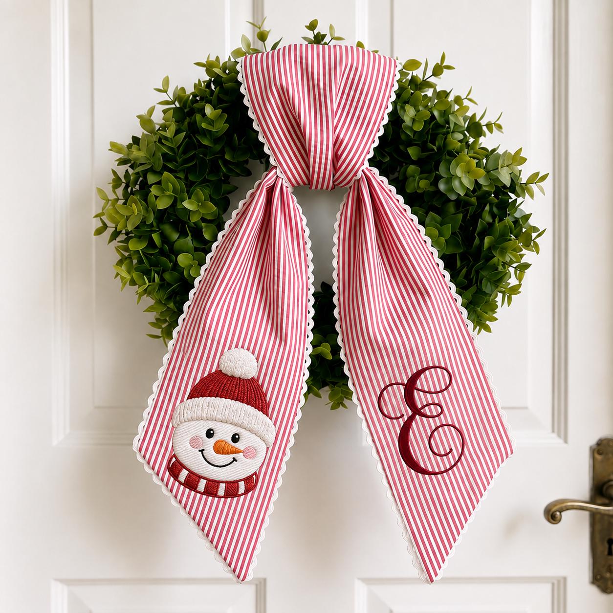 All Season Wreath Sash with Monogram Door Wreath Sash, Embroidered Seasonal Bow, Personalized Holiday Decor, and Housewarming Gift - photo 9