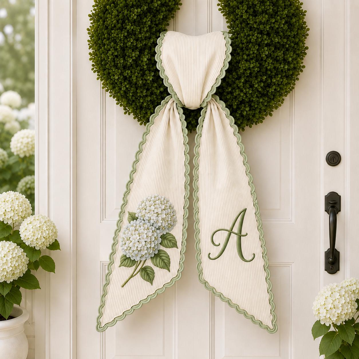 All Season Wreath Sash with Monogram Door Wreath Sash, Embroidered Seasonal Bow, Personalized Holiday Decor, and Housewarming Gift - photo 11