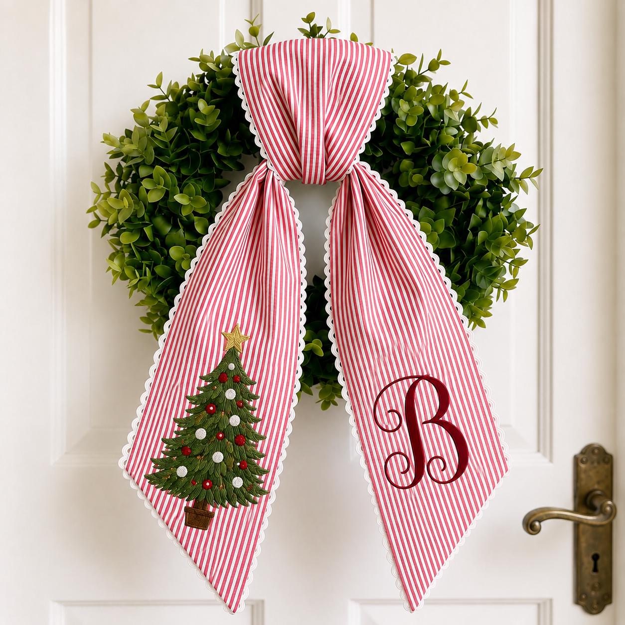 All Season Wreath Sash Bundle with Custom Initial Embroidery for Fall, Christmas, and Halloween Door Decor - photo 2
