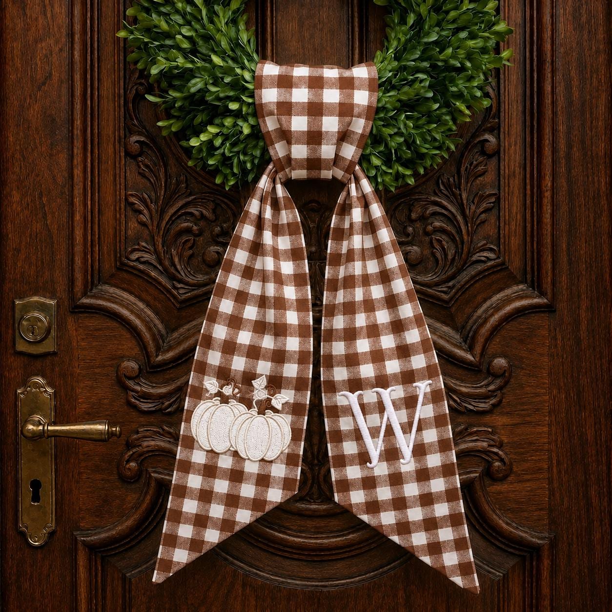 All Season Wreath Sash Bundle with Custom Initial Embroidery for Fall, Christmas, and Halloween Door Decor - photo 9