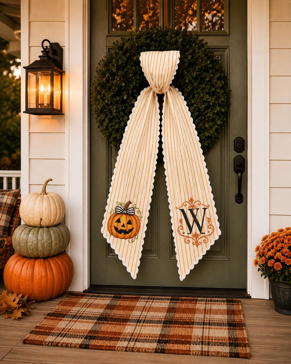 All Season Wreath Sash Bundle with Custom Initial Embroidery for Fall, Christmas, and Halloween Door Decor - photo 10