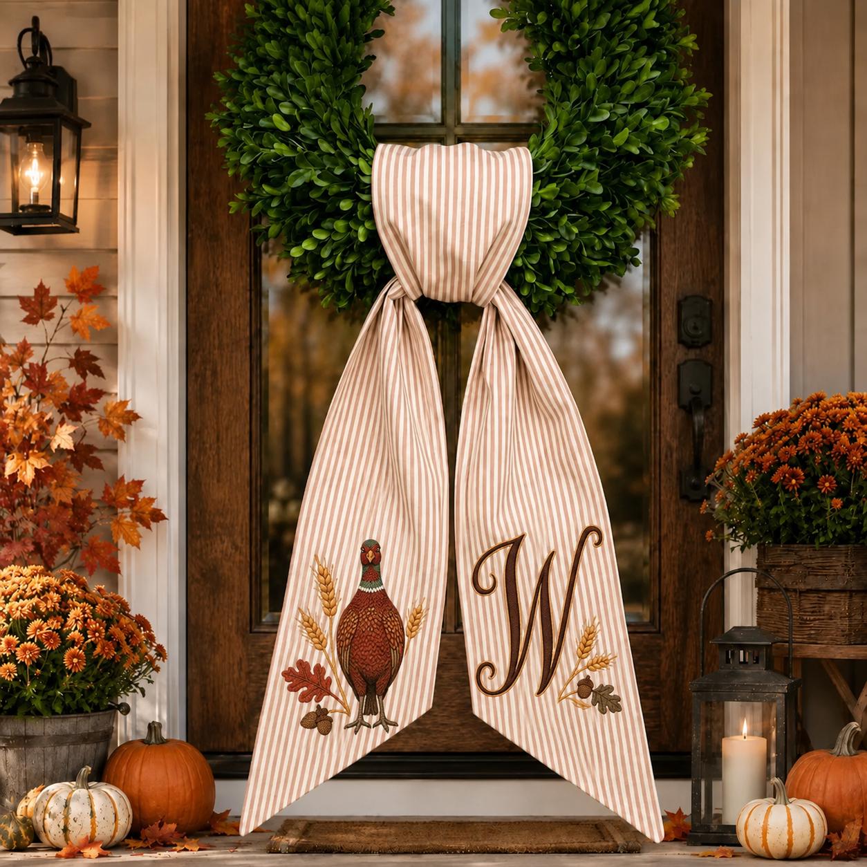All Season Wreath Sash Bundle with Custom Initial Embroidery for Fall, Christmas, and Halloween Door Decor - photo 12