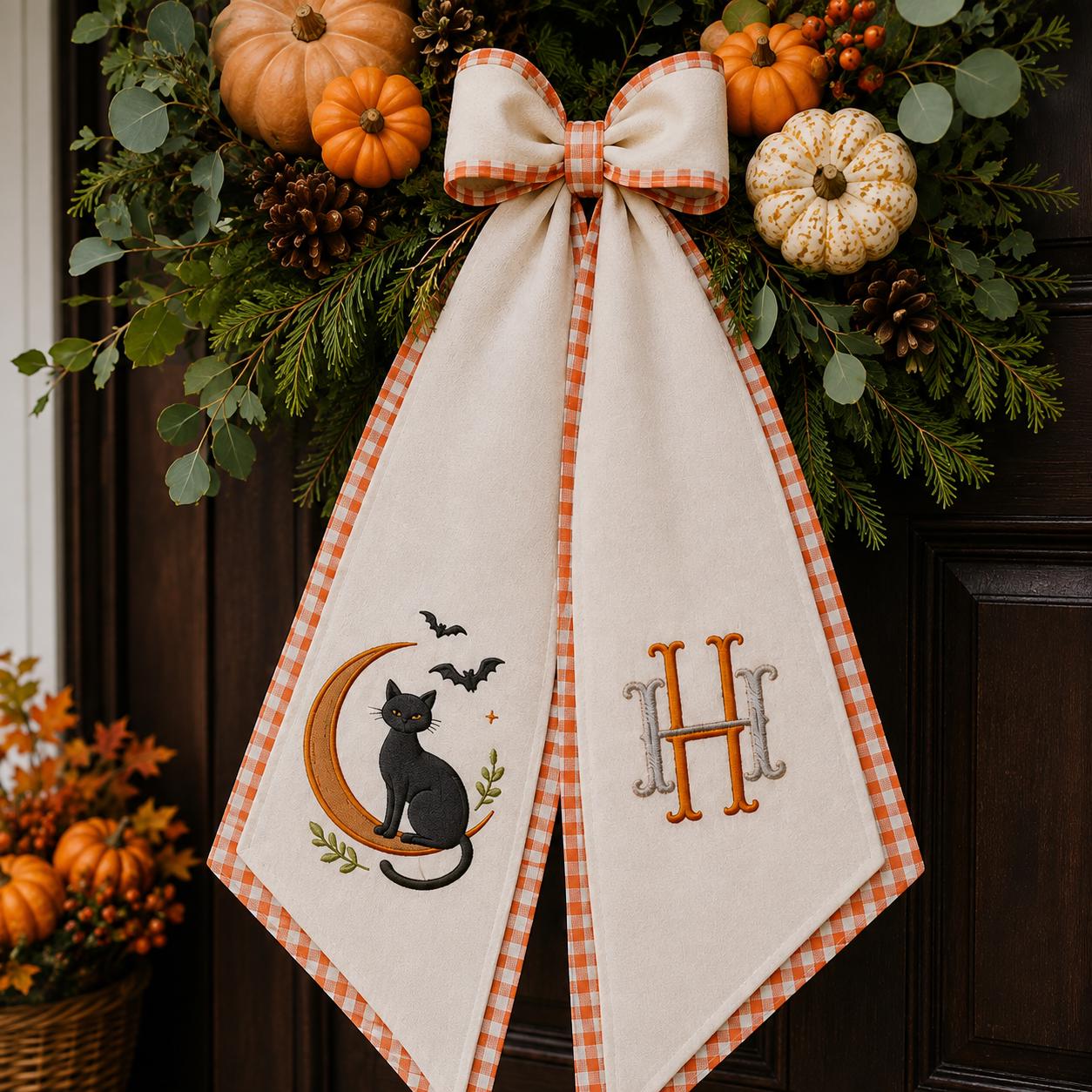 All Season Embroidery Wreath Sash Bundle with Personalized Monogram Door Decor, Holiday Wreath Bow, and Housewarming Gift - photo 10
