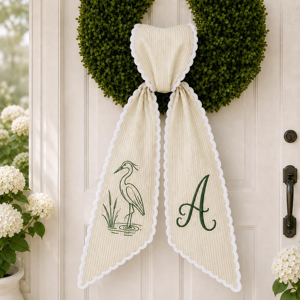 All Season Embroidery Wreath Sash Bundle with Personalized Monogram Door Decor, Holiday Wreath Bow, and Housewarming Gift - photo 11